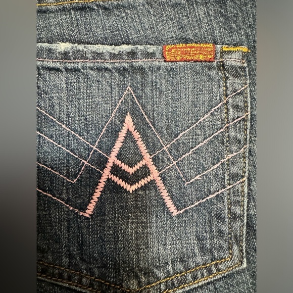 Seven 7 For All Mankind Jeans Women's Sz 28 Dojo Pink A Flare Distressed Y2K - Picture 11 of 11